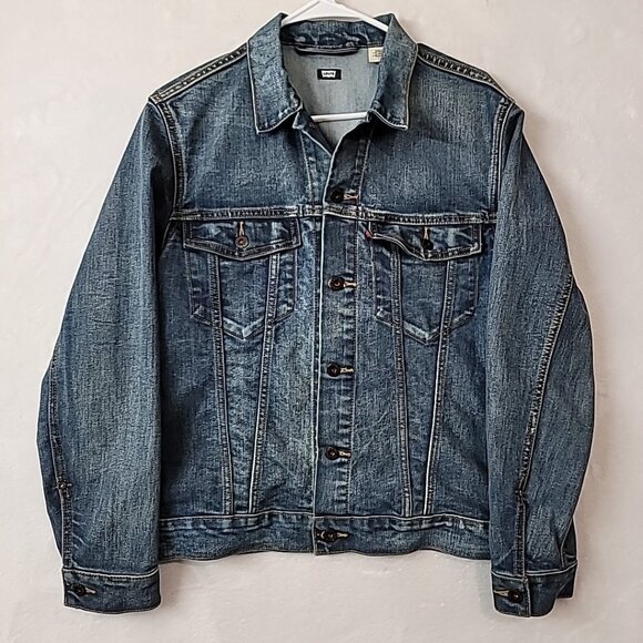VTG LEVI'S Mens Denim Trucker Jacket WPL 423 Type III Size M Black Label Y2k - Picture 1 of 16